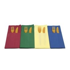 Servetti ruokailuvälinetaskulla, eri värejä