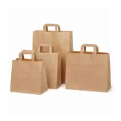 Litteäsankainen paperikassi, ruskea (eri kokoja)