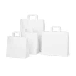 Litteäsankainen paperikassi, valkoinen (eri kokoja)