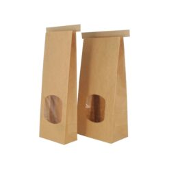 Tasapohjapussi ikkunalla ja pussinsulkijalla (eri kokoja)